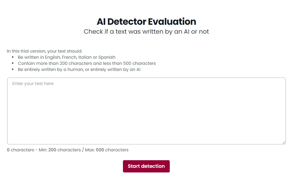 Imagen de la página del detector de IA Compilatio