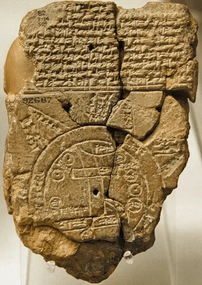 Fotografía del mapa más antiguo, el de Mesopotamia.
