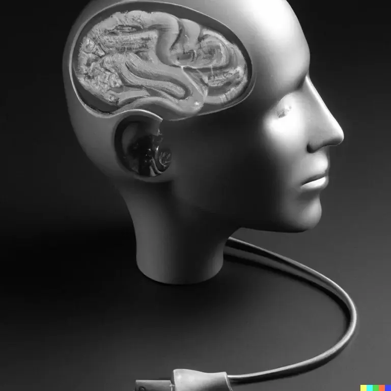 Imagen de la cabeza de un robot generada por la inteligencia artificial Dall·E 2.