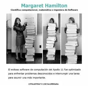 Imagen indicando que Margaret Hamilton era una científica computacional, matemática e ingeniera de Software.